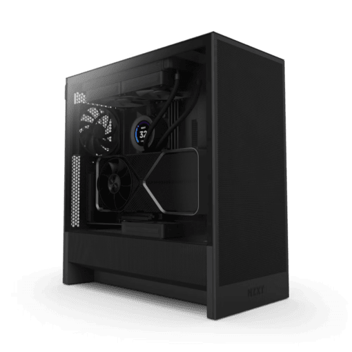 NZXT H5 Flow Matte Black (2024) Compact Mid-Tower ATX Airflow Case - All Black, 2x F120Q Fan