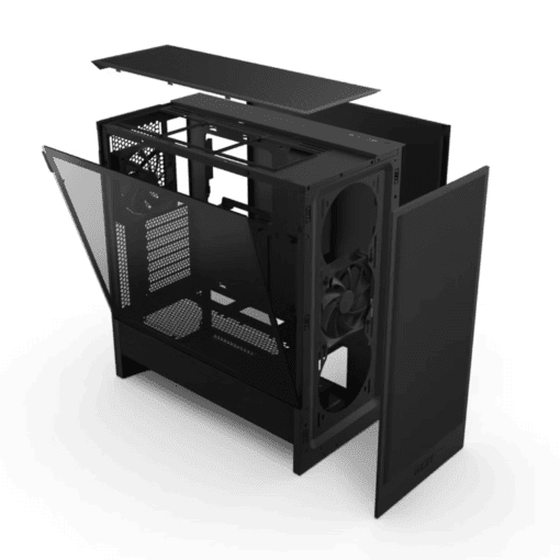 NZXT H5 Flow Matte Black (2024) Compact Mid-Tower ATX Airflow Case - All Black, 2x F120Q Fan