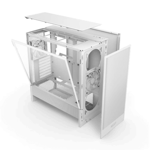 NZXT H5 Flow Matte White (2024) Compact Mid-Tower ATX Airflow Case - All White, 2x F120Q Fan