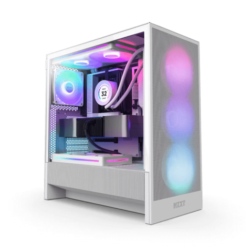 NZXT H5 Flow RGB Matte White (2024) Compact Mid-Tower ATX Airflow Case - All White, 1x F360 RGB Core Fan, 1x F120Q Fan