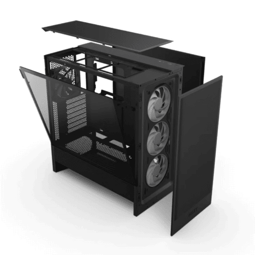 NZXT H5 Flow RGB Matte Black (2024) Compact Mid-Tower ATX Airflow Case - All Black, 1x F360 RGB Core Fan, 1x F120Q Fan
