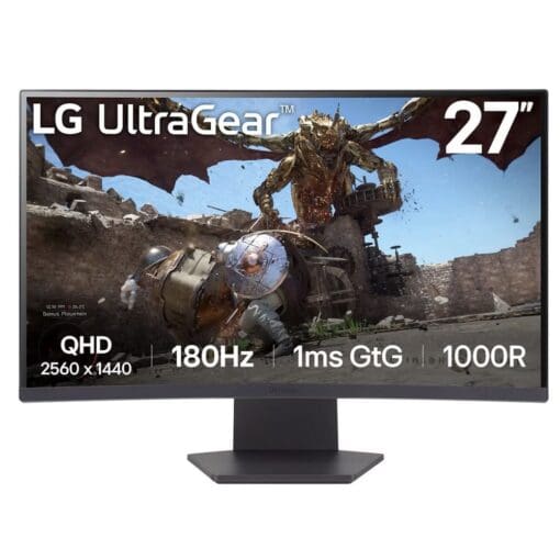 LG Ultragear 27GS60QC-B Curved (1000R) Gaming Monitor - 27 inch QHD (2560x1440), 180Hz, IPS 1ms (GtG), HDR10, sRGB 99% (Typ.), AMD FreeSync™