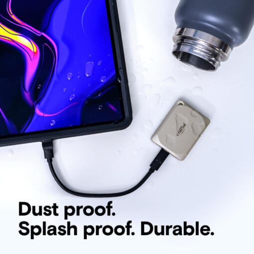 Crucial X9 Pro for Mac 4TB Portable SSD (CT4000X9PROMACSSD9B) - Up to 1050MB/s Read, water and dust resistant, Mac ready, USB 3.2