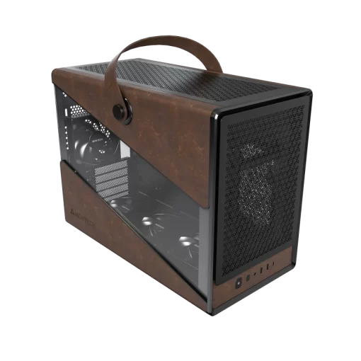 Montech HS Heritage Pro Black Gaming Case Pro - iTX, Steel, Leather, 4x GF120mm fans