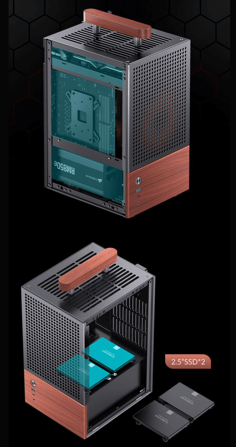 Jonsbo T6 Black iTX Case - Aluminum, Multifunctional Handle, Walnut Panel 45 Jonsbo T6 page mb 7