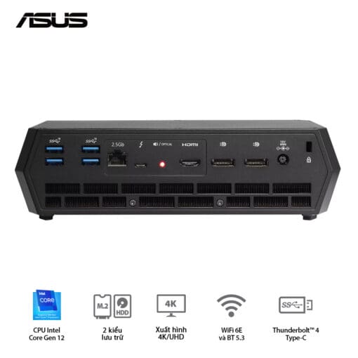 ASUS NUC 12 Enthusiast Mini PC (RNUC12SNKI72001) - Intel Core i7-12700H, 2xDDR4-3200, 3xNVMe, SATA, 2x HDMI 2.1, 2x DP 1.4a, 330W, VGA card port