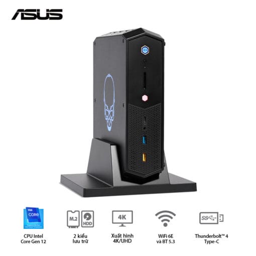 ASUS NUC 12 Enthusiast Mini PC (RNUC12SNKI72001) - Intel Core i7-12700H, 2xDDR4-3200, 3xNVMe, SATA, 2x HDMI 2.1, 2x DP 1.4a, 330W, VGA card port