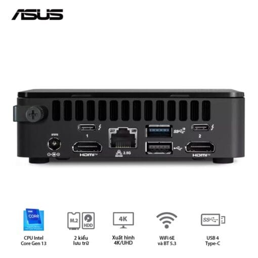 ASUS NUC 13 PRO Tall Mini PC (RNUC13ANHI700000I) - Intel Core i7-1360P, 2xDDR4-3200, 3xNVMe, SATA, 2x HDMI 2.1, 2x Thunderbolt, VESA MOUNT