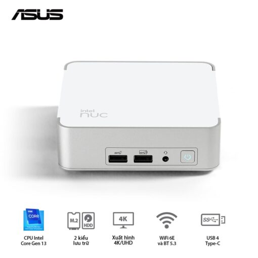ASUS NUC 13 Prodesk Mini PC (RNUC13VYKI50006) - Intel Core i5-1340P, 2xDDR4-3200, 2xNVMe, 1x SATA 2.5, 2x HDMI 2.1, 2x Thunderbolt, VESA MOUNT