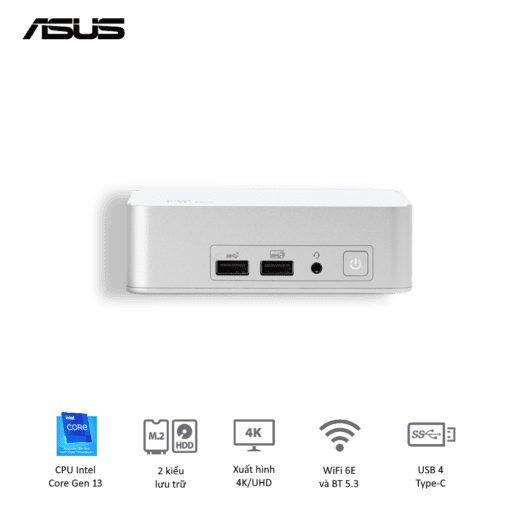 ASUS NUC 13 Prodesk Mini PC (RNUC13VYKI50006) - Intel Core i5-1340P, 2xDDR4-3200, 2xNVMe, 1x SATA 2.5, 2x HDMI 2.1, 2x Thunderbolt, VESA MOUNT
