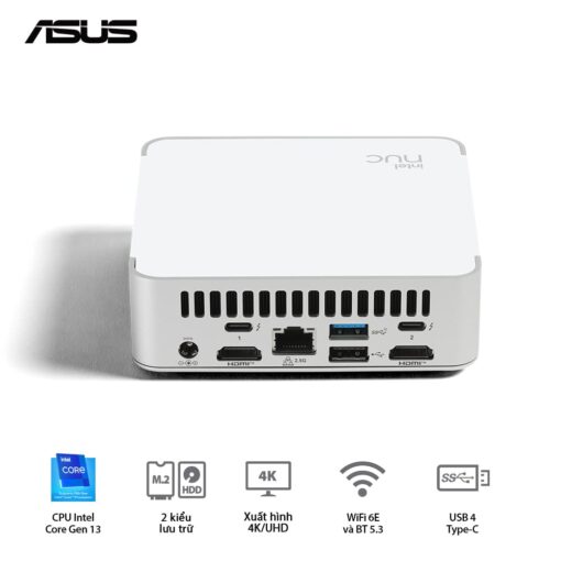 ASUS NUC 13 Prodesk Mini PC (RNUC13VYKI50006) - Intel Core i5-1340P, 2xDDR4-3200, 2xNVMe, 1x SATA 2.5, 2x HDMI 2.1, 2x Thunderbolt, VESA MOUNT