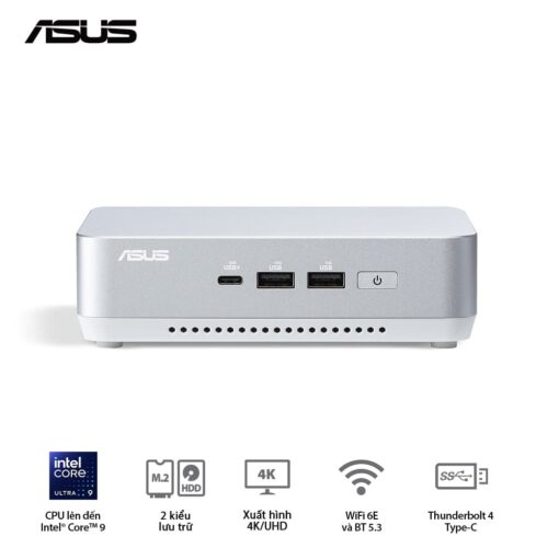 ASUS NUC 14 Pro+ Full System Mini PC (RNUC14RVSU700001I) - Intel Core Ultra 7-155H, 2x NVMe, 2x HDMI 2.1, 2x Thunderbolt, VESA MOUNT, White