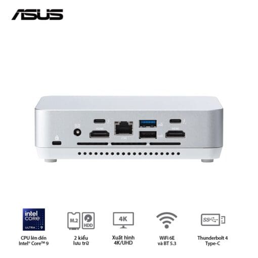 ASUS NUC 14 Pro+ Full System Mini PC (RNUC14RVSU700001I) - Intel Core Ultra 7-155H, 2x NVMe, 2x HDMI 2.1, 2x Thunderbolt, VESA MOUNT, White