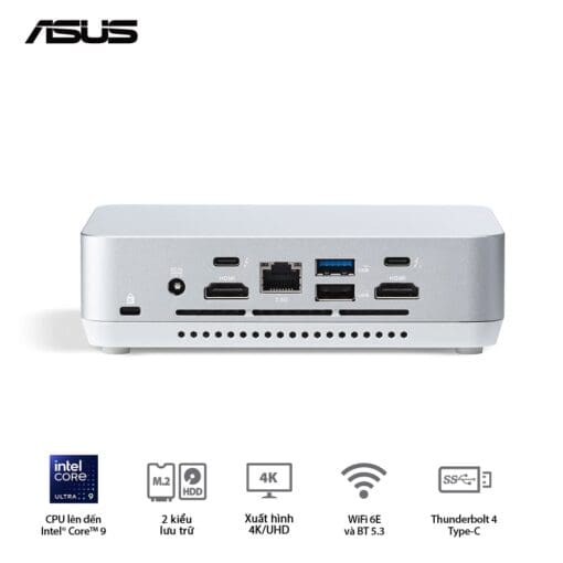 ASUS NUC 14 Pro+ Full System Mini PC (RNUC14RVSU700001I) - Intel Core Ultra 7-155H, 2x NVMe, 2x HDMI 2.1, 2x Thunderbolt, VESA MOUNT, White