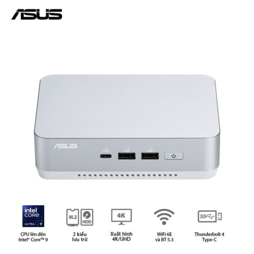 ASUS NUC 14 Pro+ Full System Mini PC (RNUC14RVSU700001I) - Intel Core Ultra 7-155H, 2x NVMe, 2x HDMI 2.1, 2x Thunderbolt, VESA MOUNT, White