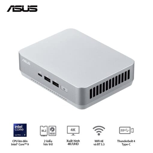 ASUS NUC 14 Pro+ Full System Mini PC (RNUC14RVSU700001I) - Intel Core Ultra 7-155H, 2x NVMe, 2x HDMI 2.1, 2x Thunderbolt, VESA MOUNT, White