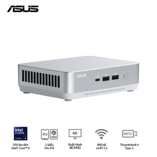 ASUS NUC 14 Pro+ Full System Mini PC (RNUC14RVSU700001I) - Intel Core Ultra 7-155H, 2x NVMe, 2x HDMI 2.1, 2x Thunderbolt, VESA MOUNT, White