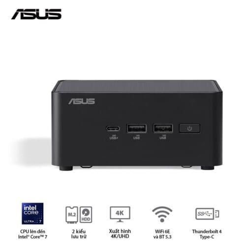 ASUS NUC 14 PRO Tall Full System Mini PC (RNUC14RVHU700000I) - Intel Core Ultra 7-155H, 2x NVMe, 2xNVMe, SATA, 2x HDMI 2.1, 2x Thunderbolt, VESA MOUNT