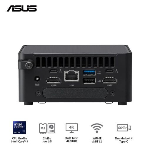 ASUS NUC 14 PRO Tall Full System Mini PC (RNUC14RVHU700000I) - Intel Core Ultra 7-155H, 2x NVMe, 2xNVMe, SATA, 2x HDMI 2.1, 2x Thunderbolt, VESA MOUNT