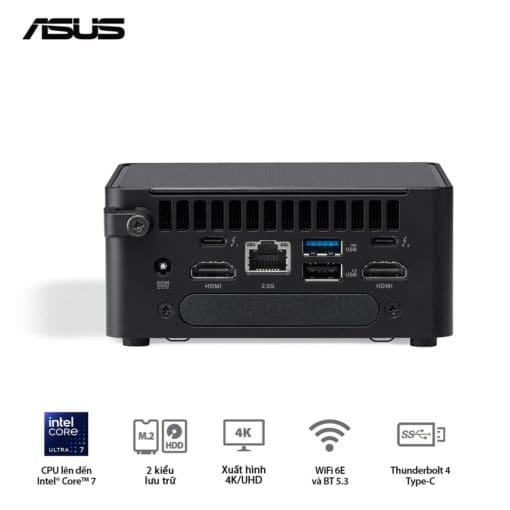 ASUS NUC 14 PRO Tall Full System Mini PC (RNUC14RVHU700000I) - Intel Core Ultra 7-155H, 2x NVMe, 2xNVMe, SATA, 2x HDMI 2.1, 2x Thunderbolt, VESA MOUNT