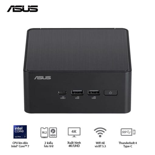 ASUS NUC 14 PRO Tall Full System Mini PC (RNUC14RVHU700000I) - Intel Core Ultra 7-155H, 2x NVMe, 2xNVMe, SATA, 2x HDMI 2.1, 2x Thunderbolt, VESA MOUNT