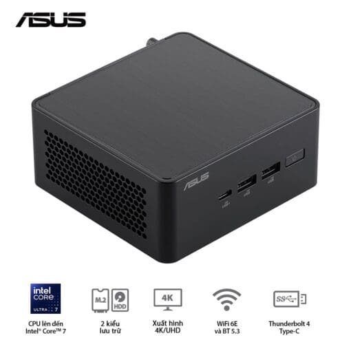 ASUS NUC 14 PRO Tall Full System Mini PC (RNUC14RVHU700000I) - Intel Core Ultra 7-155H, 2x NVMe, 2xNVMe, SATA, 2x HDMI 2.1, 2x Thunderbolt, VESA MOUNT