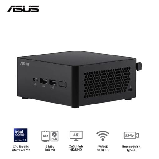 ASUS NUC 14 PRO Tall Full System Mini PC (RNUC14RVHU700000I) - Intel Core Ultra 7-155H, 2x NVMe, 2xNVMe, SATA, 2x HDMI 2.1, 2x Thunderbolt, VESA MOUNT