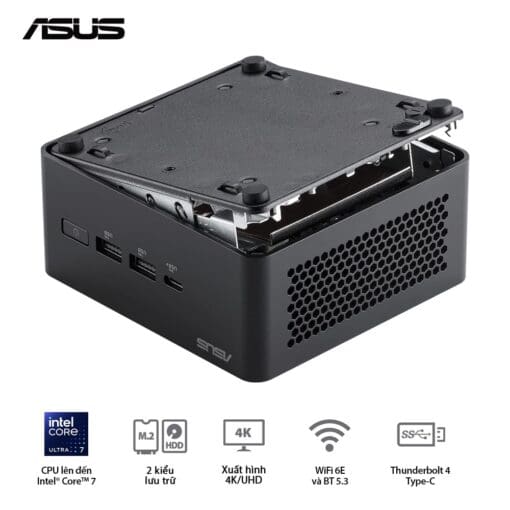 ASUS NUC 14 PRO Tall Full System Mini PC (RNUC14RVHU700000I) - Intel Core Ultra 7-155H, 2x NVMe, 2xNVMe, SATA, 2x HDMI 2.1, 2x Thunderbolt, VESA MOUNT