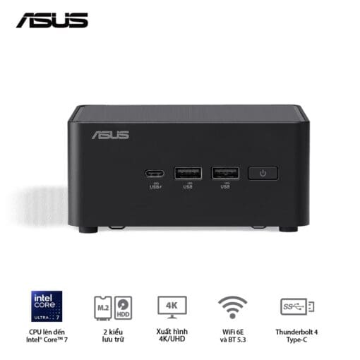 ASUS NUC 14 PRO Tall Full System Mini PC (RNUC14RVHU700000I) - Intel Core Ultra 7-155H, 2x NVMe, 2xNVMe, SATA, 2x HDMI 2.1, 2x Thunderbolt, VESA MOUNT