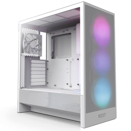 NZXT H5 Flow RGB Matte White (2024) Compact Mid-Tower ATX Airflow Case - All White, 1x F360 RGB Core Fan, 1x F120Q Fan