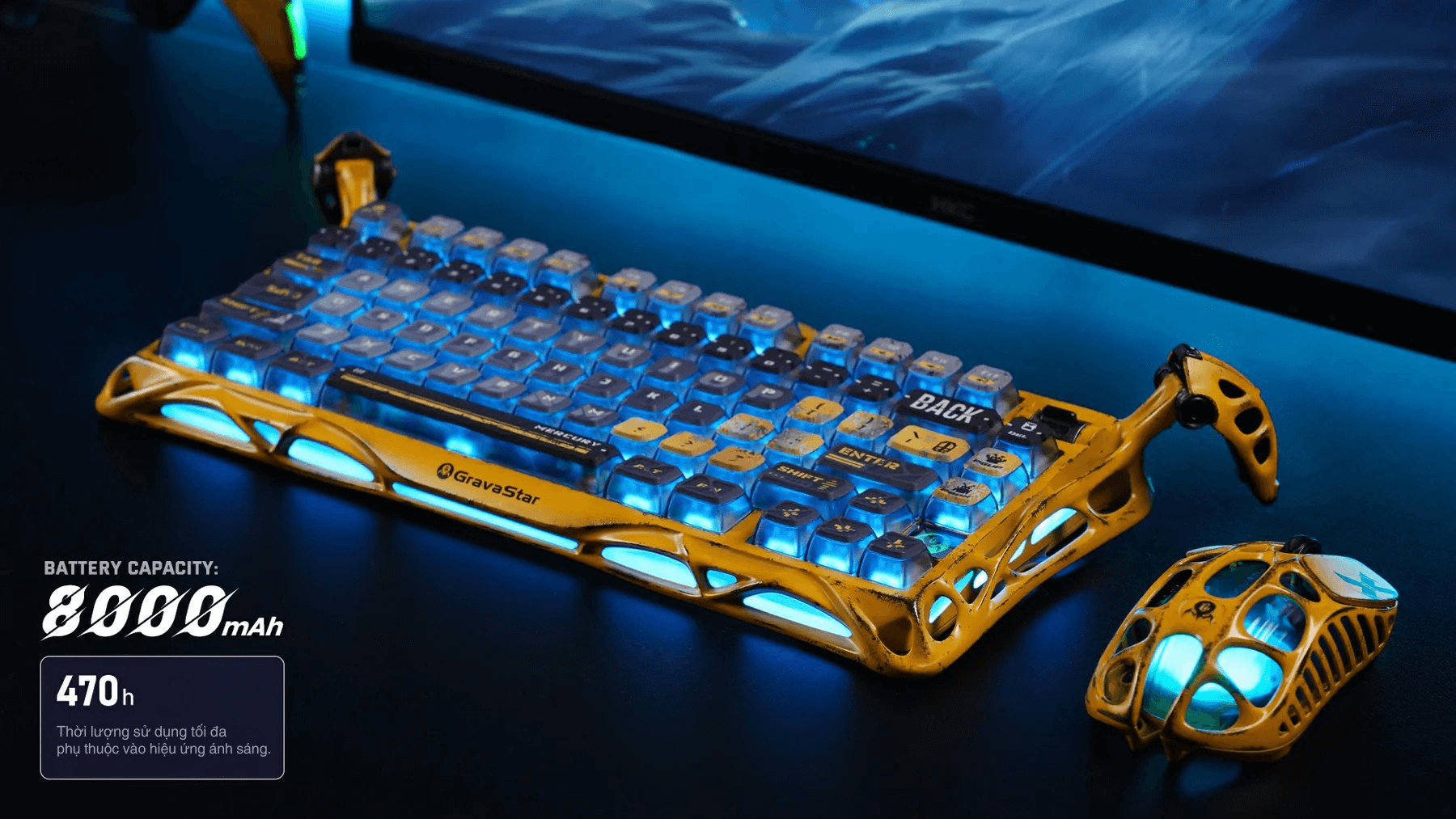 gravastar Mercury K1 Pro Battle Worn Yellow optimized for esports