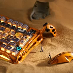 gravastar Mercury K1 Pro Battle Worn Yellow gaming keyboard ergonomic design customizable RGB lighting for immersive gaming