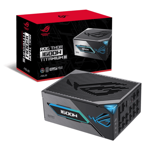 ASUS ROG Thor 1600W Platinum III Gaming PSU (ROG-THOR-1600T3-GAMING) - 1600W, ATX 3.1 compatible, magnetic OLED display, 80 Plus Titanium