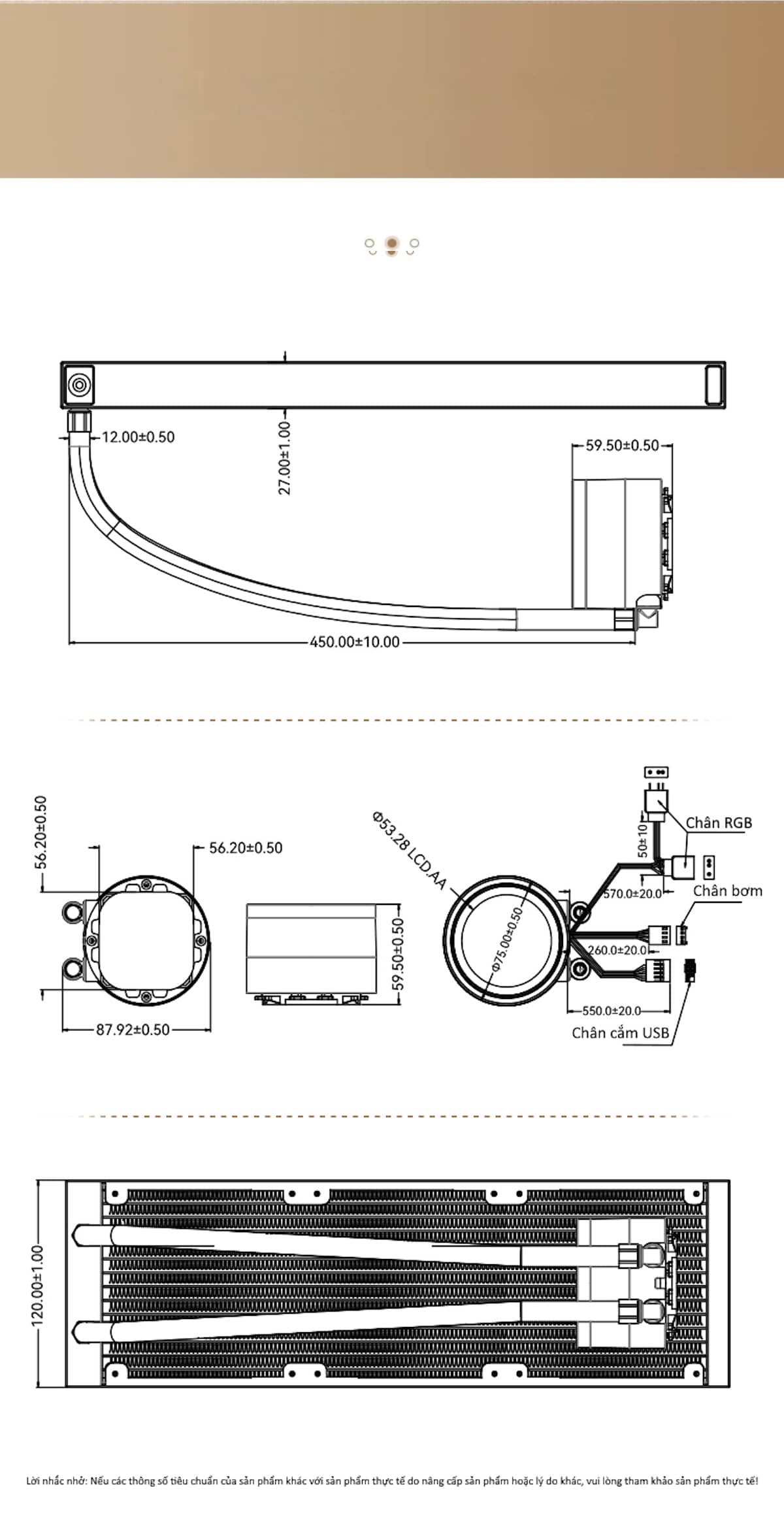 JONSBO TF2-360SC (WI) White AIO Liquid Cooling - 2.1 inches IPS LCD Screen, 360mm radiator, 3x120mm ARGB Fans 45 15