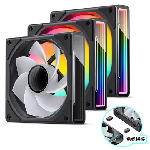 JONSBO ZK-120BR Black Reverse Blade Fan Case - 3in1, 3x120mm 5V/3Pin ARGB Wire-free, PWM