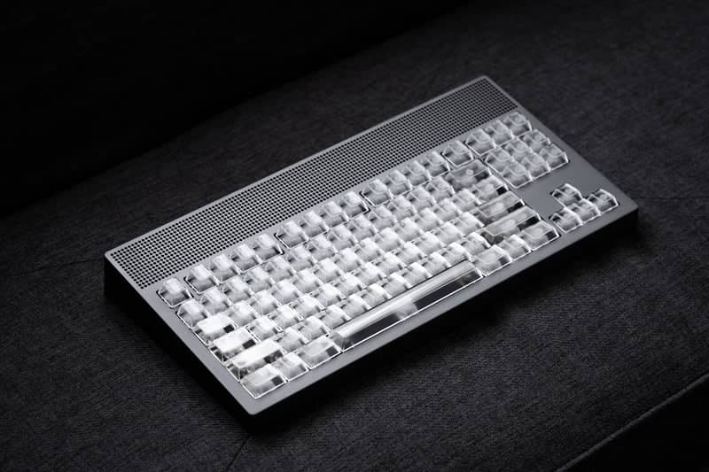 ANGRY MIAO AM Neon 80 Space Silver Base Kit Keyboard - 80%, Leaf Spring Mounting, DIY 389 LEDs 41 3 1