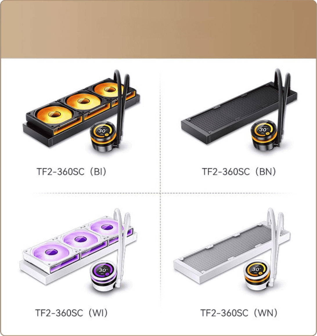 JONSBO TF2-360SC (WI) White AIO Liquid Cooling - 2.1 inches IPS LCD Screen, 360mm radiator, 3x120mm ARGB Fans 32 3 2