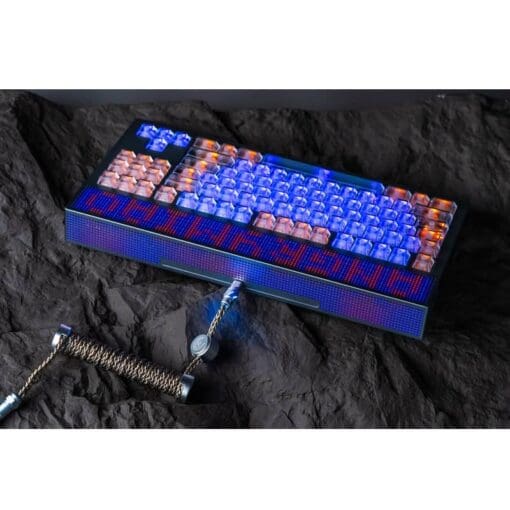 ANGRY MIAO AM Neon 80 Space Silver Base Kit Keyboard - 80%, Leaf Spring Mounting, DIY 389 LEDs