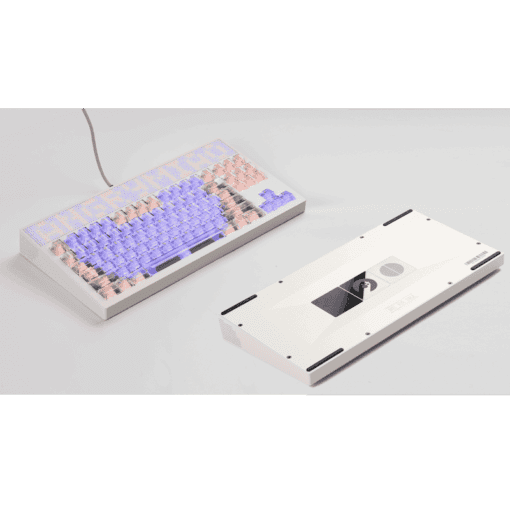 ANGRY MIAO AM Neon 80 Space Silver Base Kit Keyboard - 80%, Leaf Spring Mounting, DIY 389 LEDs