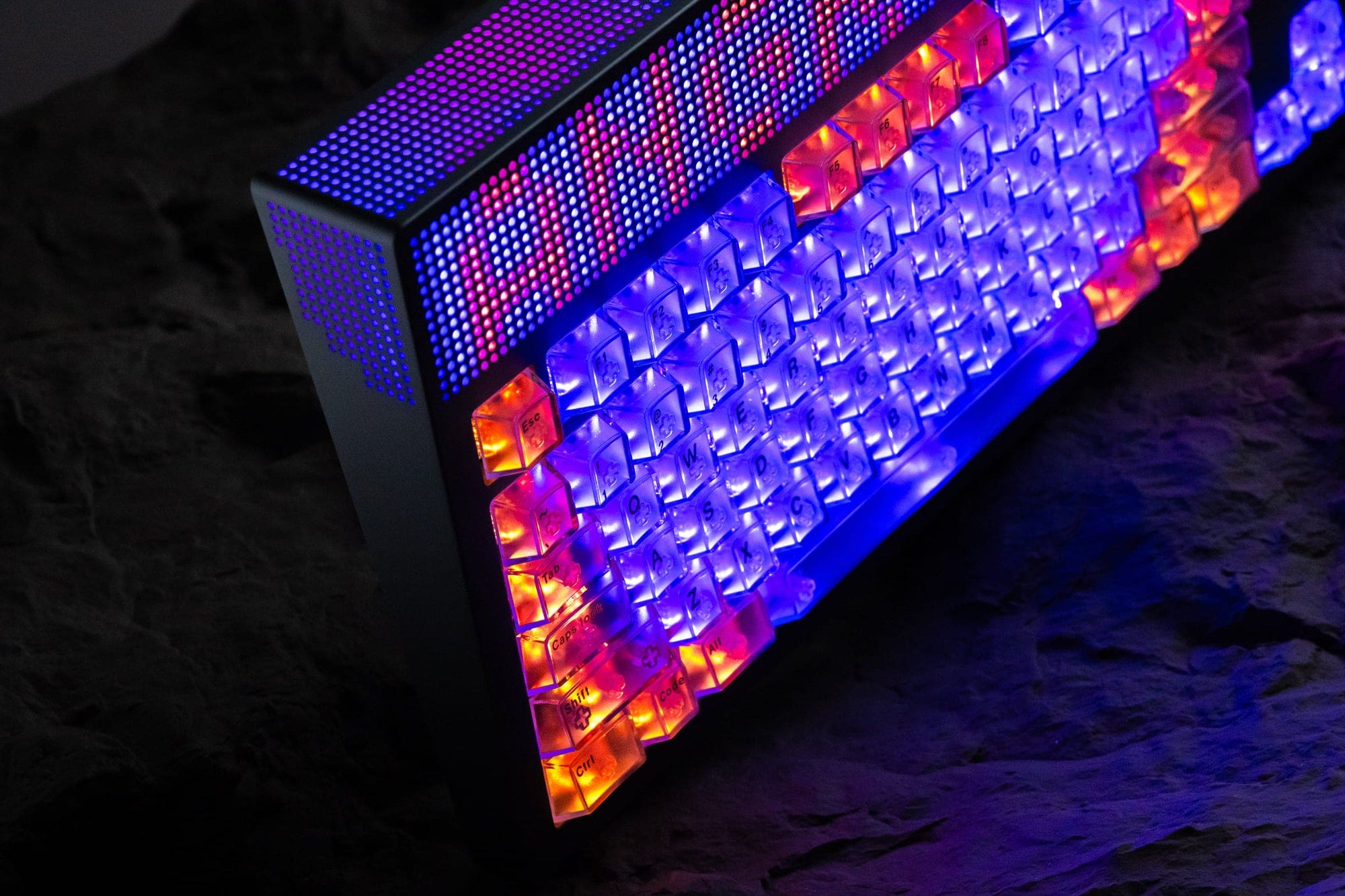 ANGRY MIAO AM Neon 80 Space Silver Base Kit Keyboard - 80%, Leaf Spring Mounting, DIY 389 LEDs 50 neon80 rgb