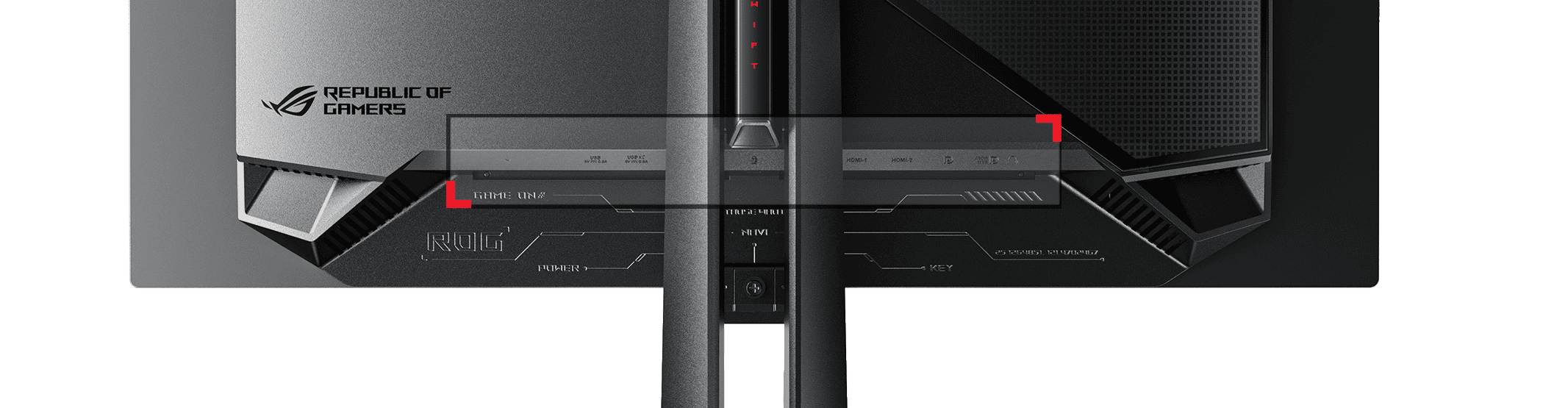 ASUS ROG Swift OLED PG27UCDM Gaming Monitor - 27 inch, 4K UHD (3840 x 2160), QD-OLED panel, 240 Hz, 0.03ms (GTG), G-SYNC Compatible 85 pg27udcm connectivity cover