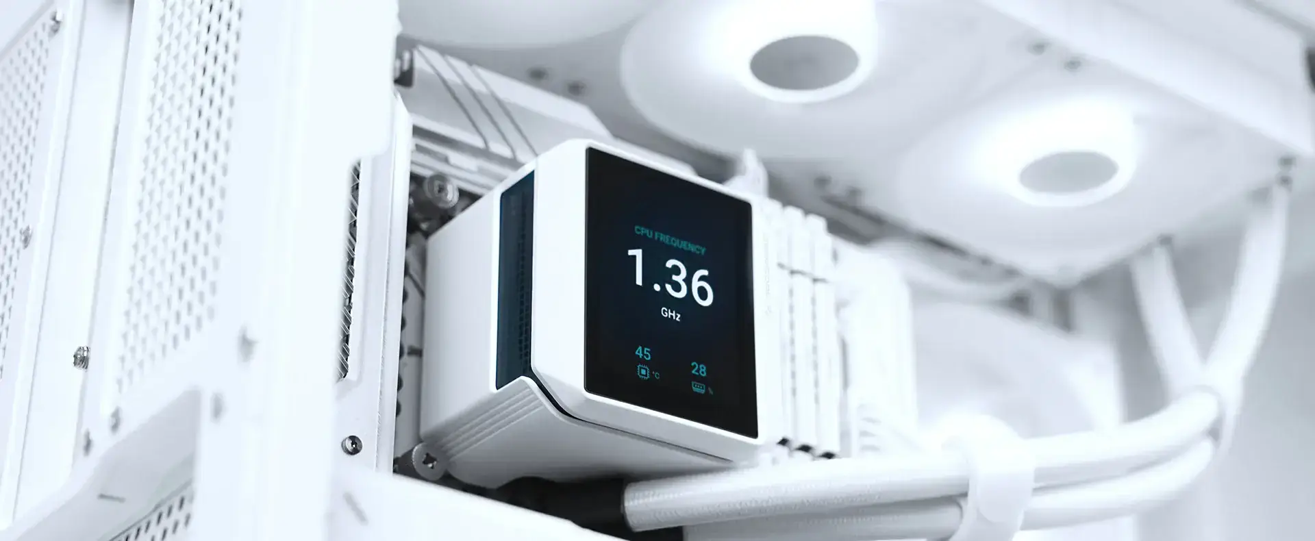 DeepCool MYSTIQUE 360 WH ARGB AIO Liquid CPU Cooler - White, 360mm Radiator, 5th Gen Pump 3400RPM AIO 2.8" 640x480 TFT LCD Screen, Anti-Leak Tech, FD12 ARGB WH Fans 28 08 01 2