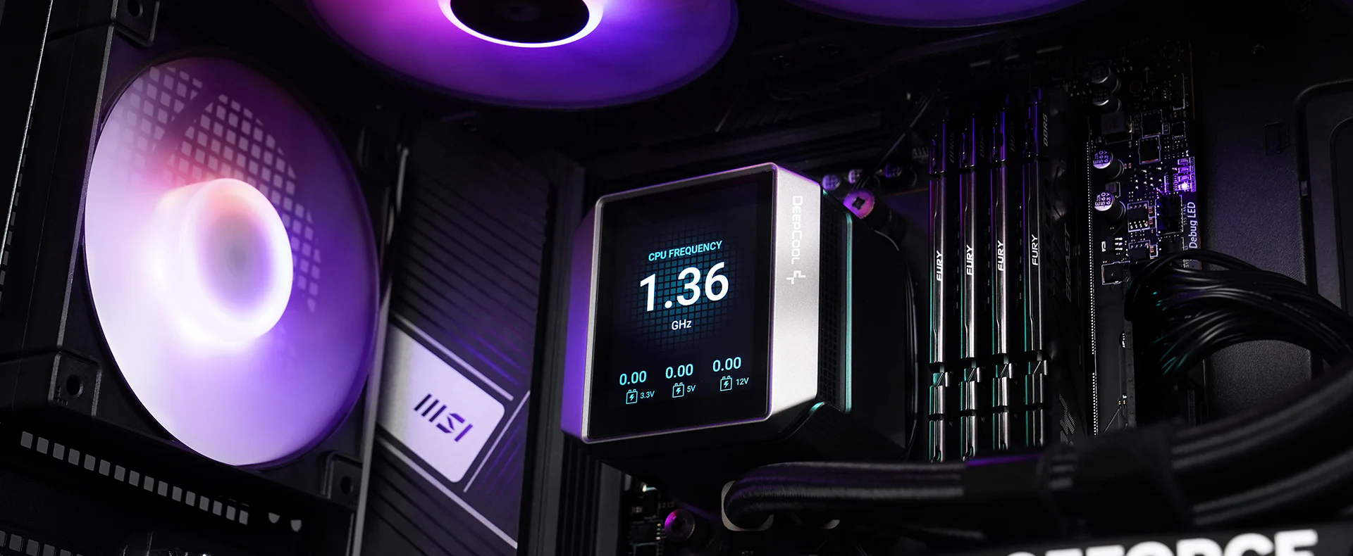 DeepCool MYSTIQUE 360 ARGB AIO Liquid CPU Cooler - Black, 360mm Radiator, 5th Gen Pump 3400RPM AIO 2.8" 640x480 TFT LCD Screen, Anti-Leak Tech, FD12 ARGB Fans 23 08 02