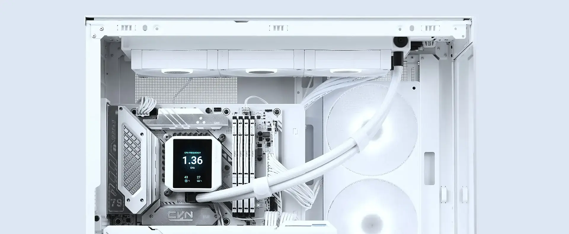 DeepCool MYSTIQUE 360 WH ARGB AIO Liquid CPU Cooler - White, 360mm Radiator, 5th Gen Pump 3400RPM AIO 2.8" 640x480 TFT LCD Screen, Anti-Leak Tech, FD12 ARGB WH Fans 26 08 03