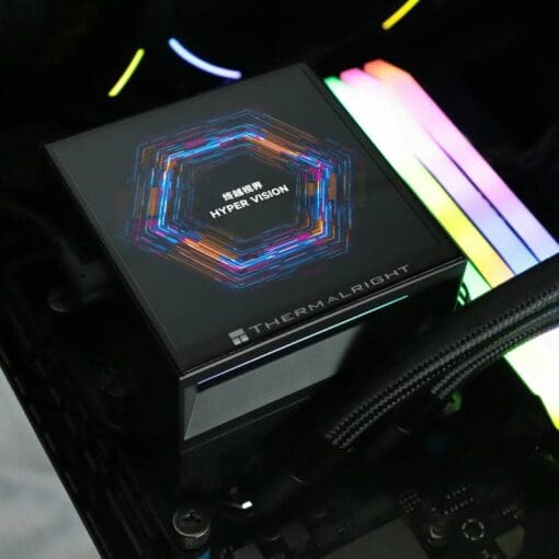 THERMALRIGHT Hyper Vision 360 ARGB Black AIO Liquid CPU Cooler - Black, IPS LCD Screen (480x480 Res), 360mm Radiator, ARGB