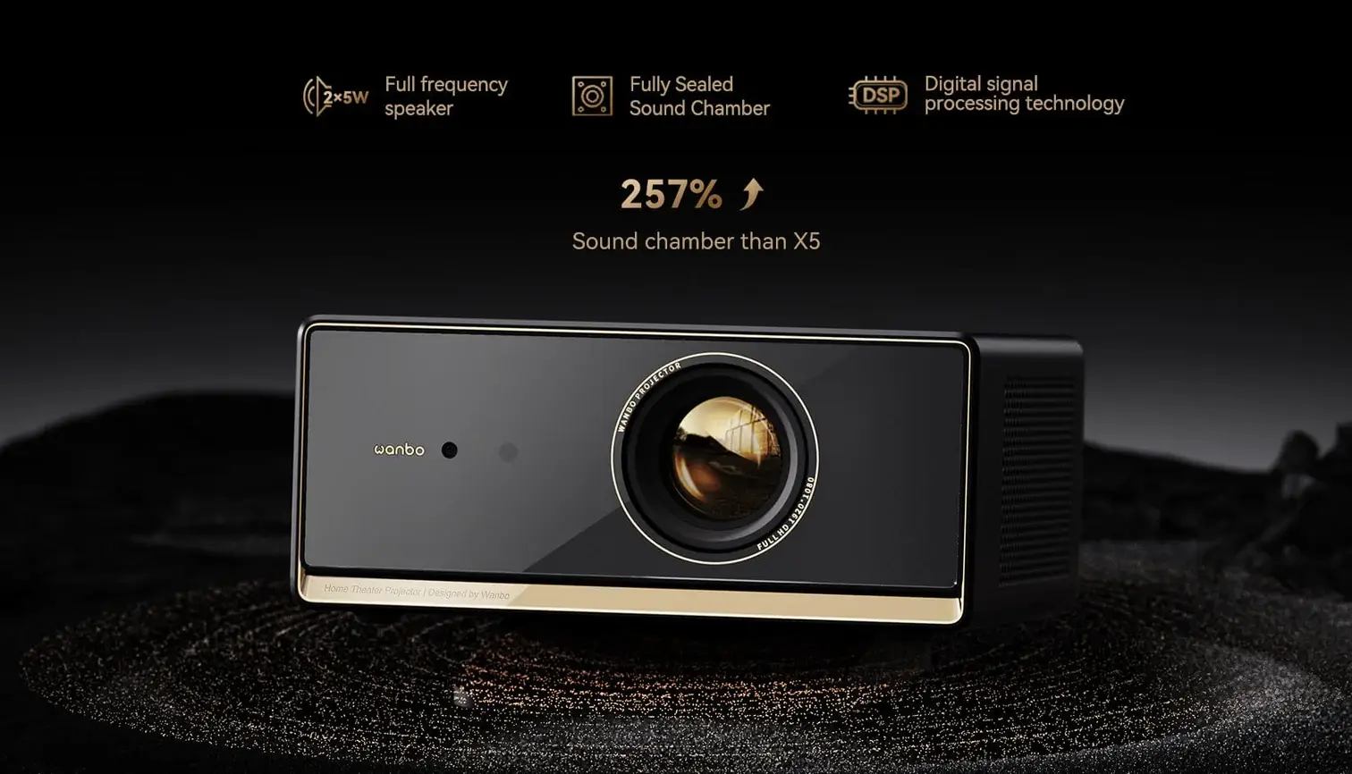 WANBO X5 Pro Projector - LCD 1100 ANSI Lumens, ASA 3.0(AF+KS+ScrnFit+Avoid), 1080P, 2x5W speaker, WiFi & Bluetooth 5.0 25 12