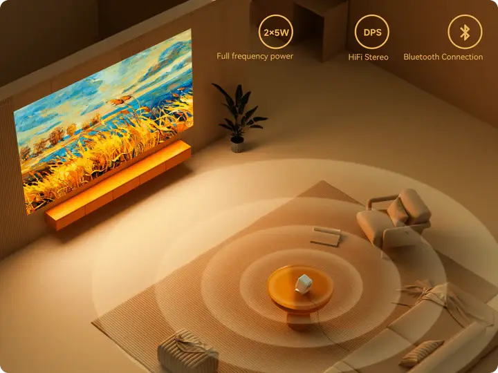 WANBO Dali Projector - LCD 350 ANSI Lumens, PixelPro 5.0 tự động lấy nét, 1080P, 2x5W speaker, WiFi & Bluetooth 5.0 26 15 1