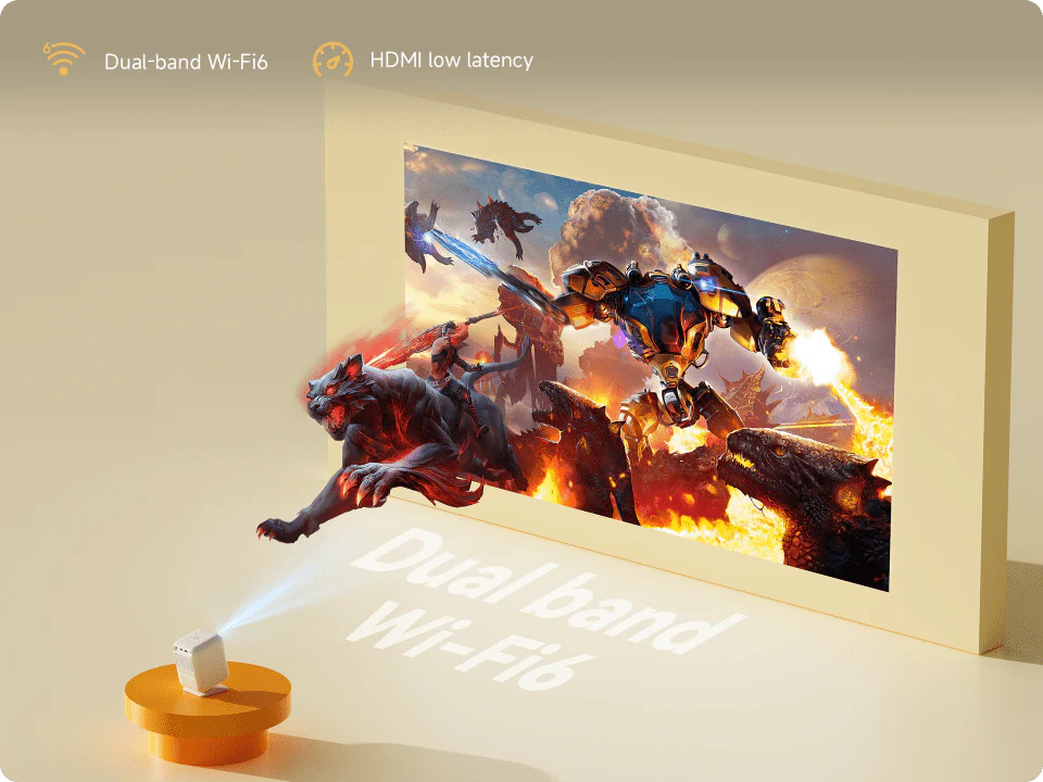WANBO Dali Projector - LCD 350 ANSI Lumens, PixelPro 5.0 tự động lấy nét, 1080P, 2x5W speaker, WiFi & Bluetooth 5.0 29 18 1 1