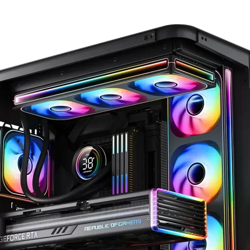 JONSBO ZB-240BR Black Reverse Blade Fan Case - 2in1, 2x120mm 3Pin ARGB Fans, PWM, 4-Sides Infinity Mirror