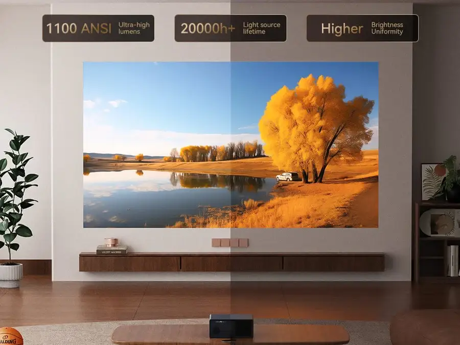 WANBO X5 Pro Projector - LCD 1100 ANSI Lumens, ASA 3.0(AF+KS+ScrnFit+Avoid), 1080P, 2x5W speaker, WiFi & Bluetooth 5.0 20 7 3